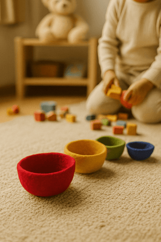 Filzschalen im 4er-Set – Regenbogen Ordnung mit Sinn und Schönheit