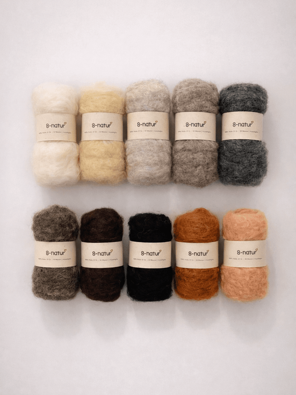 Bastelwolle Set Natur – 200 g Wolle zum Filzen & Basteln