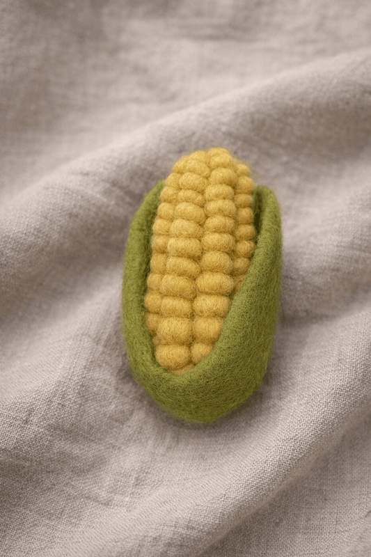 Maiskolben aus Filz – Handgemachtes Filzgemüse für Kaufladen & Spielküche