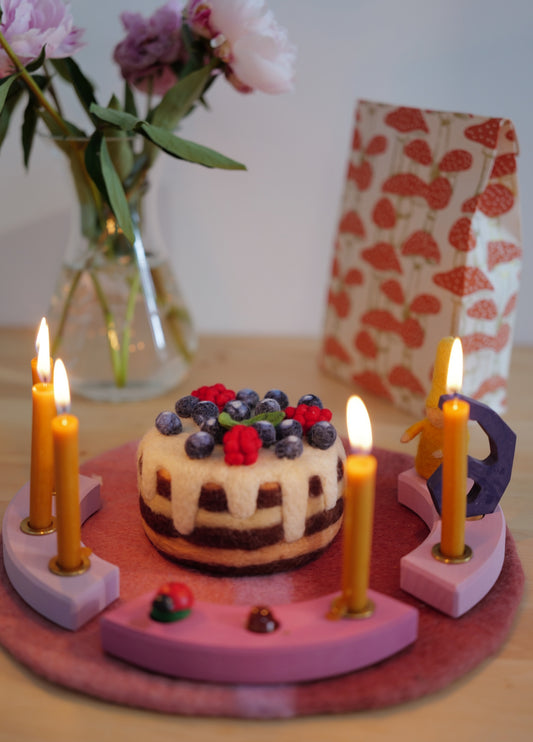 Großer Blaubeere Kuchen aus Filz