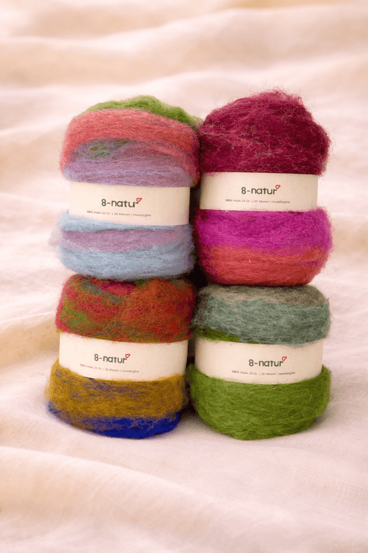 Bunt Gemischte Filzwolle 400g in 4 verschiendenen Tönen 🌈