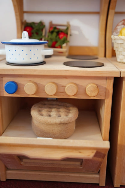 Pfirsichkuchen aus Filz für die Spielküche & Kaufladen