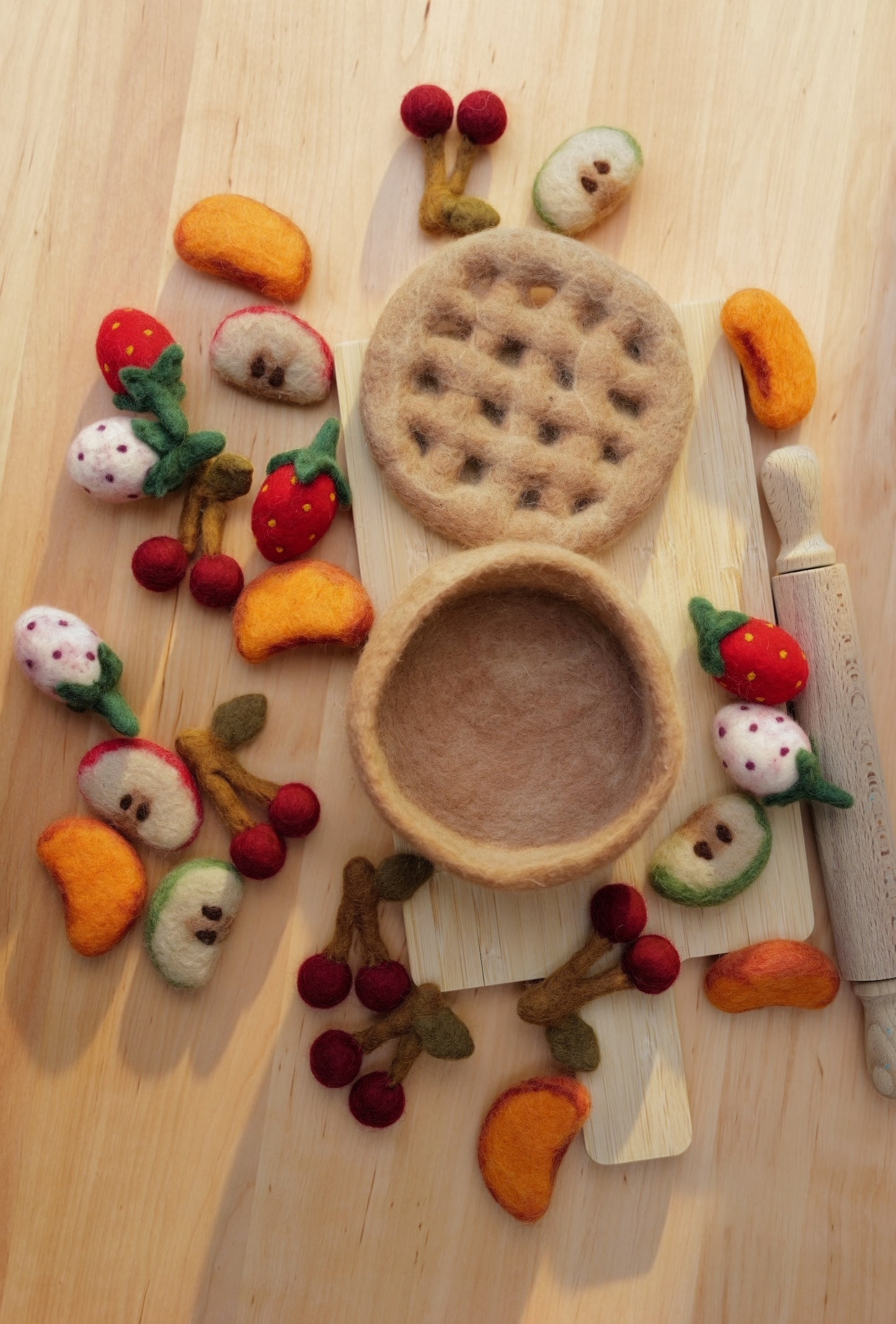 Pfirsichkuchen aus Filz für die Spielküche & Kaufladen