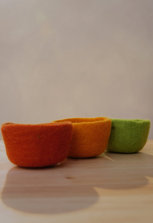 Filzschalen Set 3 handgefertigte Schalen aus Wollfilz