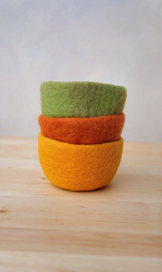Filzschalen Set 3 handgefertigte Schalen aus Wollfilz