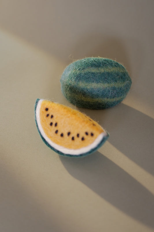 Gelbe Wassermelone aus Filz