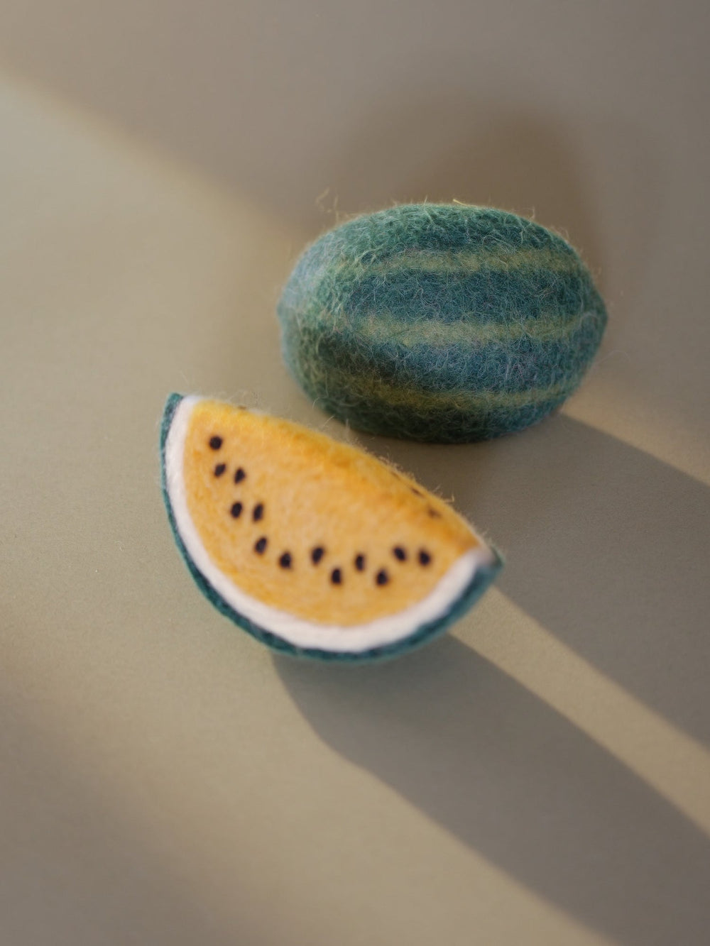 Gelbe Wassermelone aus Filz