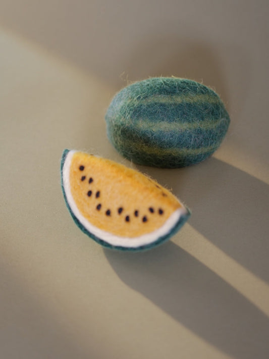 Gelbe Wassermelone aus Filz