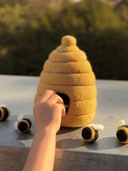 Filz Bienenhaus mit 5 Bienen – Handgemachtes Spielzeug für fantasievolles Spielen 🐝🌿