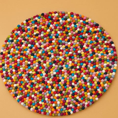 Filzkugelteppich bunt 180 cm Durchmesser