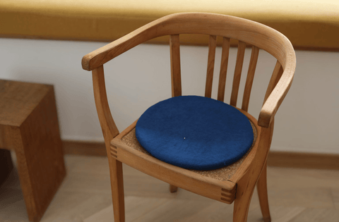 Sitzkissen Filz rund ca.35 cm 100% Wolle als Stuhlkissen Farbe 36 blau