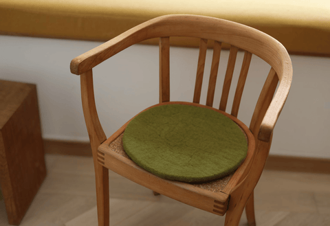 Sitzkissen Filz rund ca.35 cm 100% Wolle als Stuhlkissen Farbe 12 farn grün