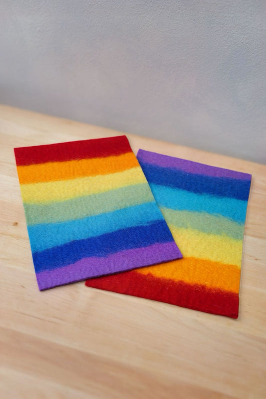Regenbogen 2 Filzplatten 20 x 30 cm, ca.4mm, handgemacht