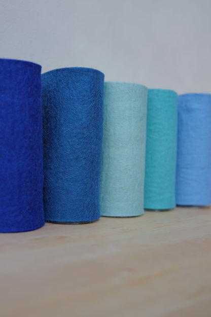 Blautöne 5 Filzplatten 20 x 30 cm, ca. 3-4 mm, handgemacht,