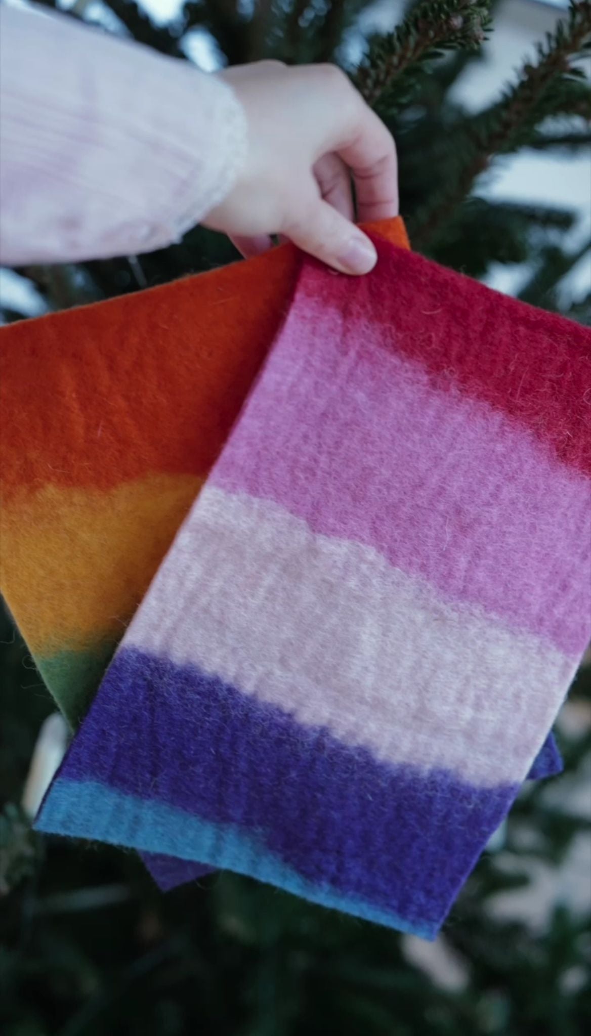 Regenbogen 2 Filzplatten 20 x 30 cm, ca.4mm, handgemacht