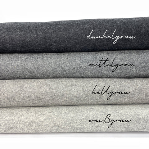 Bastelfilz aus Wollfilz 20x30 cm, 1mm, Filzplatten, grautöne