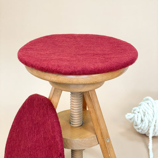 Sitzkissen Filz rund ca.35 cm 100% Wolle als Stuhlkissen Farbe 67 rot /schwarz - 8-Natur