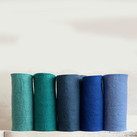 Blautöne 5 Filzplatten 20 x 30 cm, ca. 3-4 mm, handgemacht,