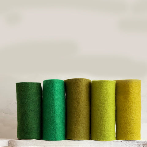 Grüntöne 5 Filzplatten 20 x 30 cm, ca. 3-4 mm, handgemacht