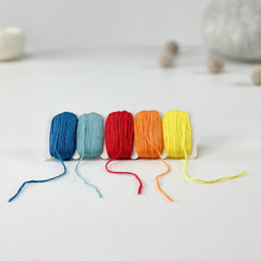 Baumwollgarn in 5 Farben bunt a 10 Meter