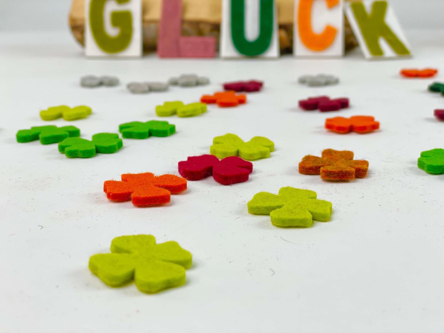 40x Glücksklee bunt gemischt - 8-Natur