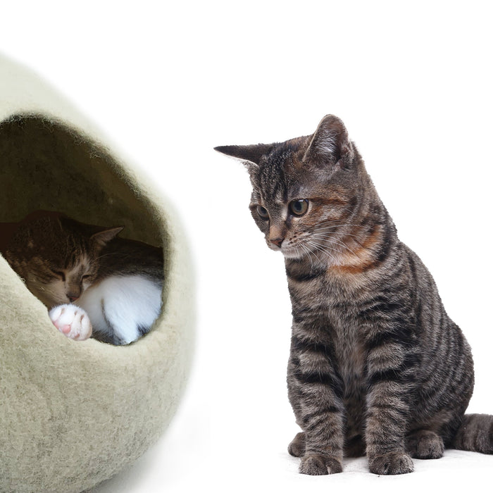 Katzenhöhle Filz 100% Wolle fair, ökologisch und schadstoffgeprüft - 8-Natur
