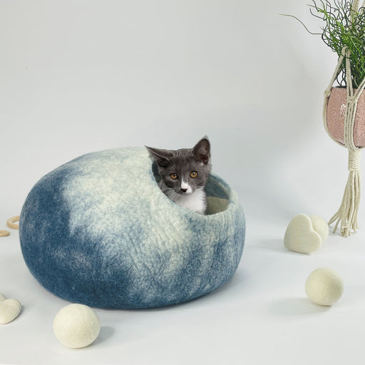 Katzenhöhle Filou dunkelblau Filz 100% Wolle fair, ökologisch und schadstoffgeprüft - 8-Natur