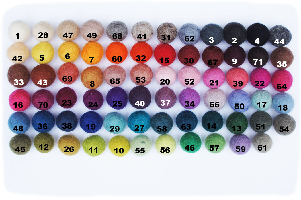 50 Filzkugeln 2,3cm in 72 Farben zum Aussuchen - 8-Natur Feltball