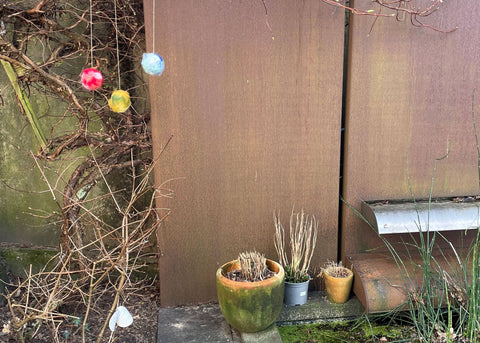 3x Vogelnestkugeln blau,gelb,rot