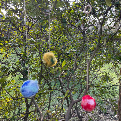 3x Vogelnestkugeln blau,gelb,rot - 8-Natur