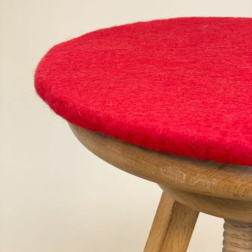 Sitzkissen Filz rund ca. 35 cm 100% Wolle als Stuhlkissen Farbe 15 rot - 8-Natur