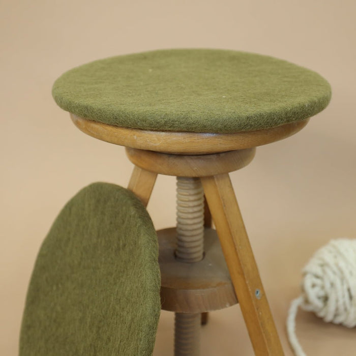 Sitzkissen Filz rund ca.40 cm 100% Wolle als Stuhlkissen Farbe 55 mint - 8-Natur