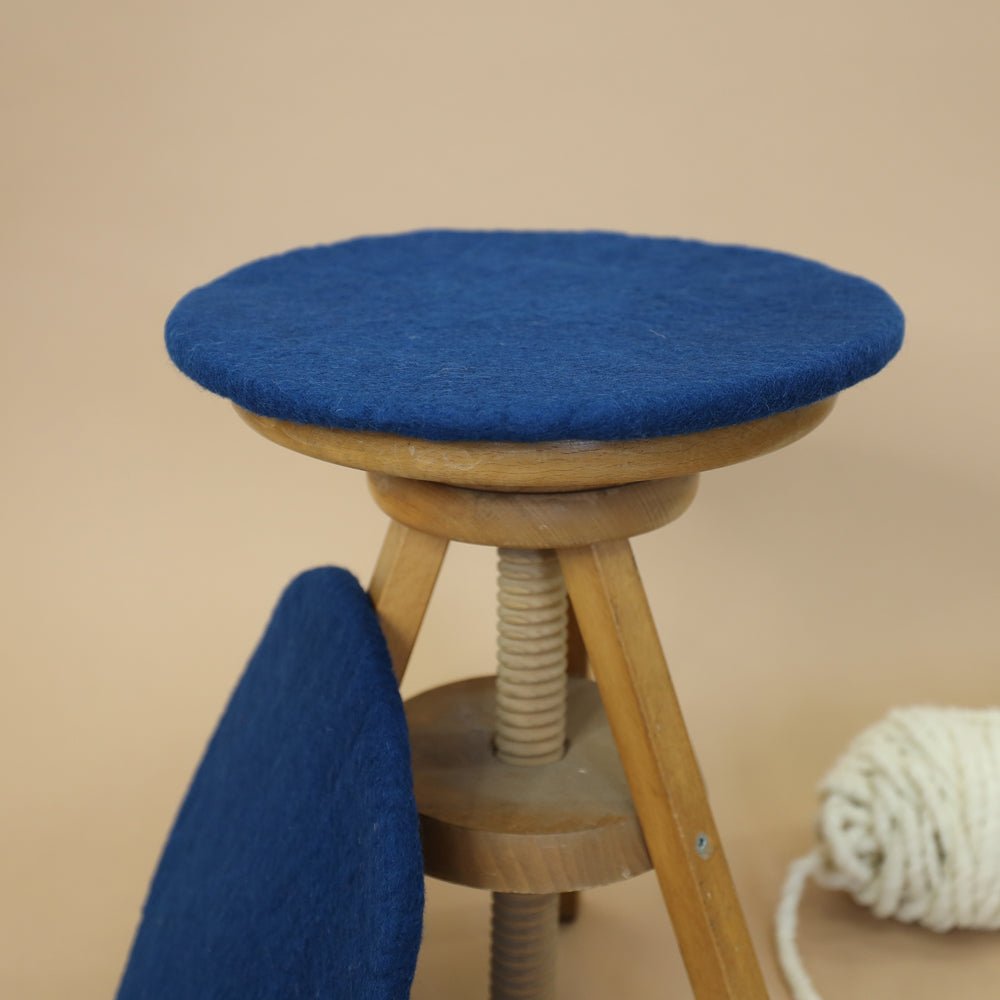 Sitzkissen Filz rund ca.40 cm 100% Wolle als Stuhlkissen Farbe 17 - 8-Natur