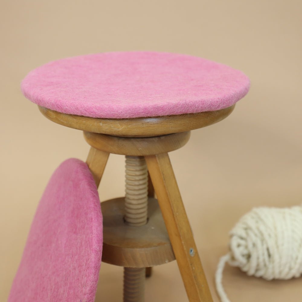Sitzkissen Filz rund ca.40 cm 100% Wolle als Stuhlkissen Farbe 17 - 8-Natur