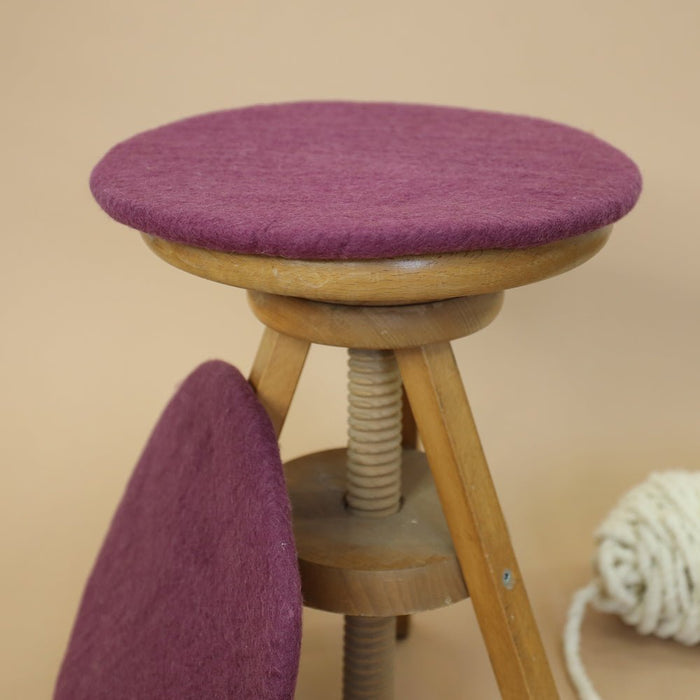 Sitzkissen Filz rund ca.40 cm 100% Wolle als Stuhlkissen Farbe 21 hell pink - 8-Natur