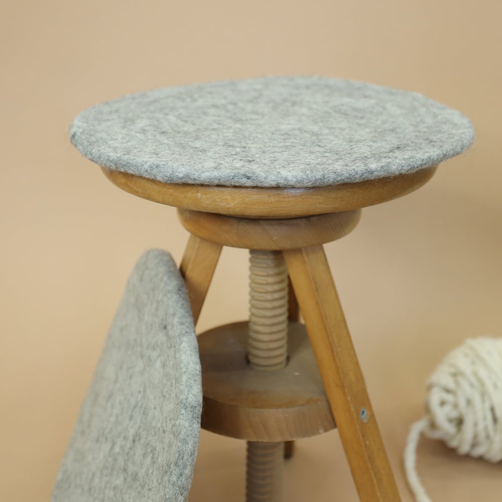 Sitzkissen Filz rund ca.40 cm 100% Wolle als Stuhlkissen Farbe 17 - 8-Natur