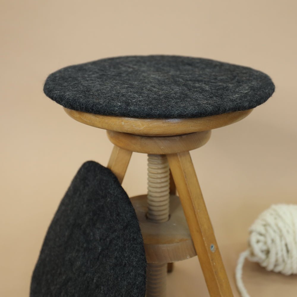 Sitzkissen Filz rund ca.40 cm 100% Wolle als Stuhlkissen Farbe 17 - 8-Natur
