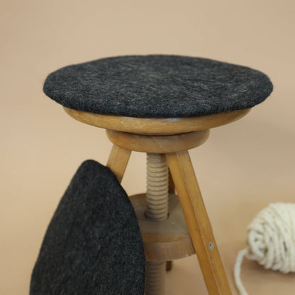 Sitzkissen Filz rund ca.40 cm 100% Wolle als Stuhlkissen Farbe 17 - 8-Natur