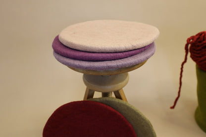 Sitzkissen Filz rund ca.40 cm 100% Wolle als Stuhlkissen Farbe 17 - 8-Natur