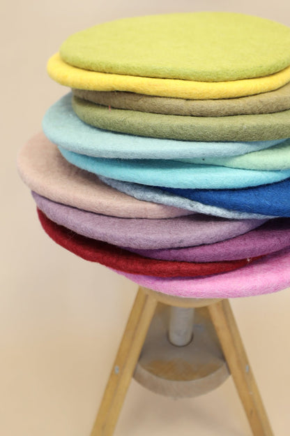Sitzkissen Filz rund ca.40 cm 100% Wolle als Stuhlkissen Farbe 17 - 8-Natur