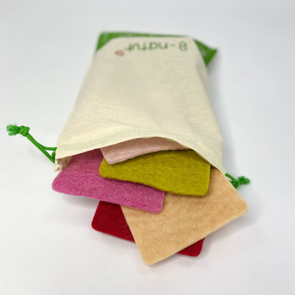 Handgemachte Filzplatten bunt gemischt 10x10cm - 8-Natur
