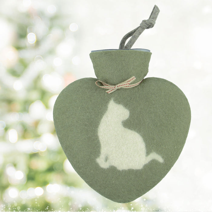 Herzwärmflasche Katze grün/weiß - 8-Natur