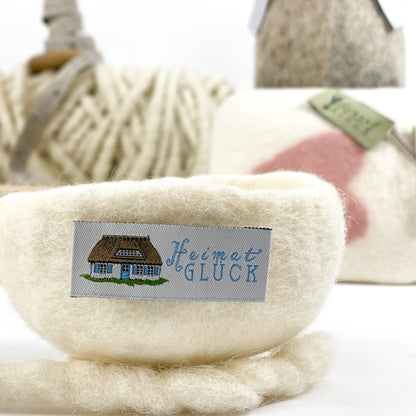 Etikett, Heimat Glück, Sylt, Webbänder kaufen, acufactum Bänder ,kreativpaket,Weihnachten, Daniela Drescher,Meterware,Fuchsliebe,Webetketten mit falz, nähen,baumwolle, Handmade,stoffe, Gartenglück,