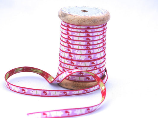 Webband, Schweinchen auf hell rosa, 2 Meter - 8-Natur