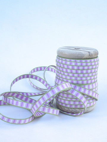 Webband, gestreift weiß, Flieder, rosa, 2 Meter